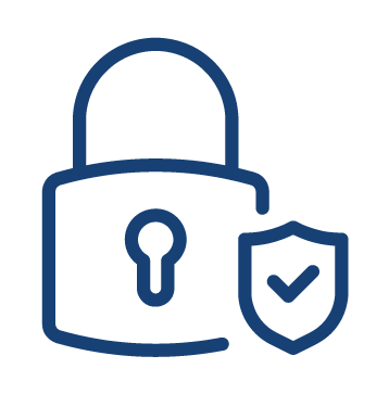 Icon of lock and shield to represent data security
